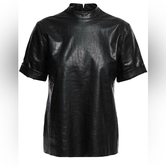 Nanushka Leather Mock Neck Short Sleeve Top - Picture 2 of 7